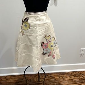 BCBG cream & brown skirt